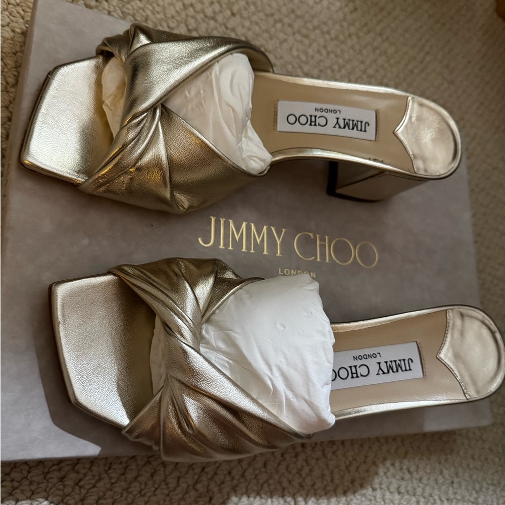 Jimmy Choo Metallic Gold Heeled Sandals